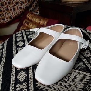 White Mary Jane Flats